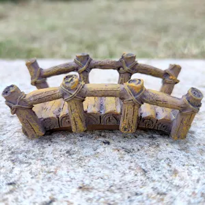 Miniature Resin Wooden Bridge Figurine Simulation Wood Grain Arch Bridge For Fairy Garden Micro Landscape Table Decor