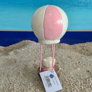 Pink white hot air balloon figurine resin ornament cute animal sand tray toy home decor table top