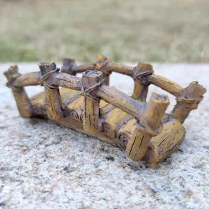 Miniature wooden bridge resin craft for sandplay therapy garden micro landscape decor ornament