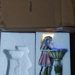 Resin flower fairy solar light garden ornament, outdoor courtyard decorative craft sculpture.