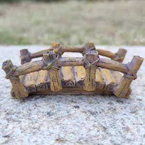 Miniature resin wood bridge detail shot, perfect for sand tray therapy and micro landscape decor.