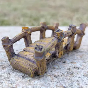 Miniature resin wooden bridge model for sand table therapy, fairy garden landscape and decor.