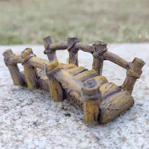 Miniature resin wooden bridge detail shot for sandbox therapy and micro landscape decoration.