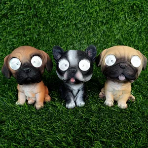 Outdoor solar dog garden light resin animal figurine lawn courtyard decoration LED lamp