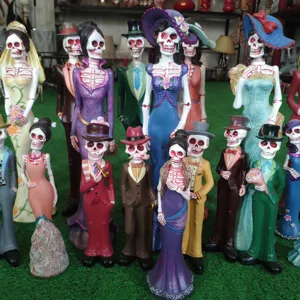Halloween skeleton couple figurines resin gothic day of the dead spooky home decor gifts
