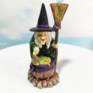 Miniatura statuetta strega magia mago sabbia vassoio giocattolo resina per Halloween