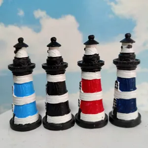 Mediterranean lighthouse resin ornament set for aquarium fish tank and sandbox decor.