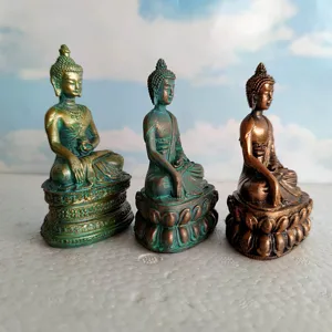 Miniature Buddha statues set vintage resin meditating figurines religious sand tray decor
