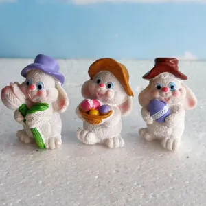 Set di statuette miniatura di coniglietto di Pasqua, graziosa decorazione in resina per vasi di piante.