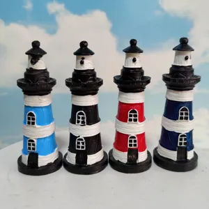 Mediterranean Style Miniature Lighthouse Resin Ornament Sandbox Aquarium Fish Tank Decor