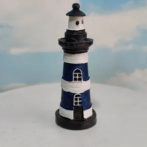 Mediterranean style resin lighthouse ornament for fish tank aquarium sandbox decor.