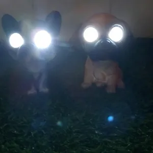 Solar dog garden light resin animal LED lawn lamp for outdoor yard pathway decoration detail.