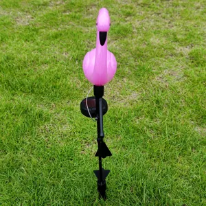 Solar flamingo lawn light outdoor waterproof garden landscape decoration detail view.