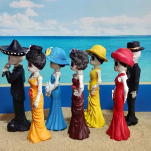 Halloween skeleton couple figurines resin gothic skull statues party home decor gift