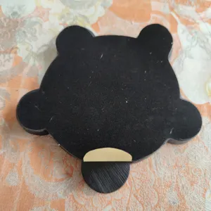 Cute black bear shaped display mat aesthetic plush coaster desktop decor pad for home