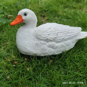 White duck garden sculpture resin statue ornament cute desktop decor outdoor yard display figure