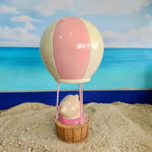 Resin hot air balloon toy miniature figurine sand tray game accessory cute bear decoration