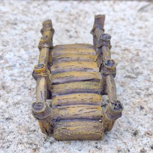 Miniature wooden bridge resin craft detail shot, perfect for sand tray therapy and sandbox toys.