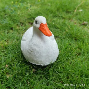 Cute white duck garden sculpture desktop ornament, resin animal figurine for home decor.
