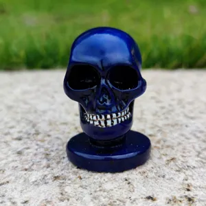 Blue skull figurine decor Halloween creepy desktop ornament skeleton miniature props 8cm