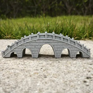 Resin arch bridge figurine, miniature stone bridge detail for fish tank landscape and tea tray decor.