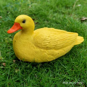 Cute yellow duck resin garden ornament desktop decoration figurine for home courtyard and yard setup