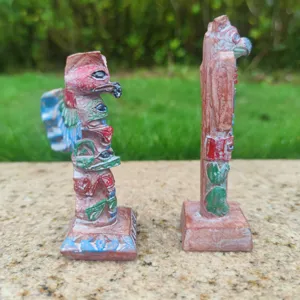 Resin totem pole figurine detail, perfect for sand tray therapy game and desktop decor.