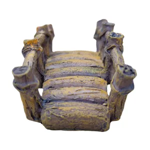 Miniature resin wooden style bridge model for sandplay therapy sandbox desktop landscape decor
