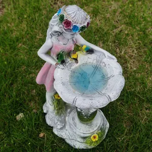 Resin garden fairy solar light statue outdoor lawn yard decorative craft ornament sculpture