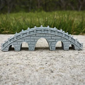 Miniature stone arch bridge resin ornament for fish tank aquariums and garden micro landscape.