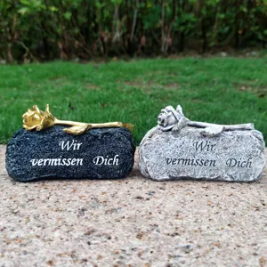 Memorial grave stone ornaments with rose decor, grave marker for loss of loved ones