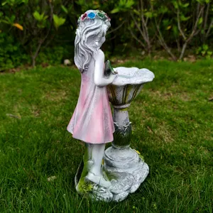Resin flower fairy solar garden light outdoor courtyard lawn decoration ornament figurine.