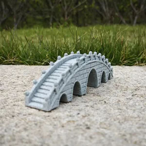 Miniature arched bridge figurine detail for fish tank aquarium landscape or tea tray decor.