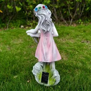 Resin Fairy Solar Garden Light Angel Outdoor Yard Lawn Decoration Ornament Figurine