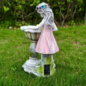 Resin fairy solar garden light outdoor lawn yard decorative craft ornament sculpture statue