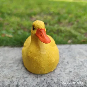 Cute little yellow duck resin figurine desktop ornament home garden decor cute animal sculpture