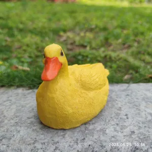 Cute yellow duck resin figurine desktop ornament for home living room garden decor