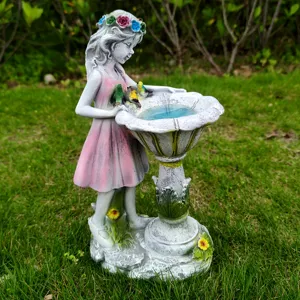 Resin fairy bird bath garden ornament outdoor lawn decoration sculpture resin craft statue