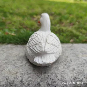Resin white duck figurine garden sculpture cute animal desktop home decor detail view