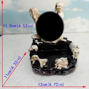 Halloween resin skull and woman ashtray spooky gothic home decor table ornament.