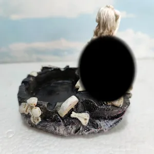 Halloween sexy girl and skull ash tray resin craft home desktop decor ornament