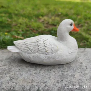 Cute white duck resin figurine for home, living room, desktop, and garden courtyard decor.