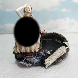 Halloween resin ashtray spooky gothic horror female figurine desktop home decor craft piece