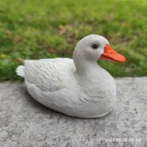 Cute white duck resin figurine desktop ornament for home living room courtyard garden decor