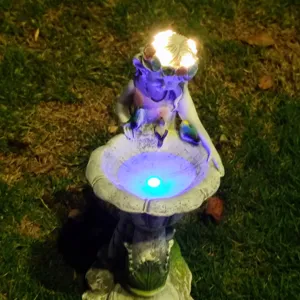 Resin fairy solar garden light outdoor courtyard lawn decoration ornament LED bird bath statue