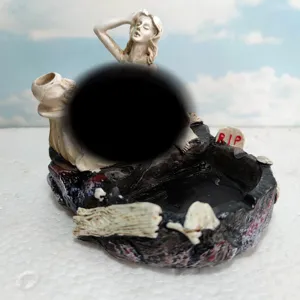 Halloween skull beauty resin ashtray gothic home decor spooky tabletop ornament craft