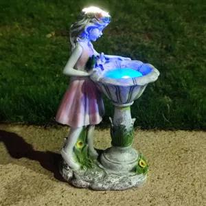 Resin solar garden fairy light statue outdoor courtyard lawn landscape decoration ornament
