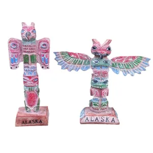 Resin Totem Pole Statue Figurine Sandplay Therapy Ornament Alaska Souvenir Collectible