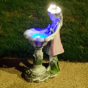 Resin solar garden fairy statue light outdoor courtyard lawn decorative ornament detail