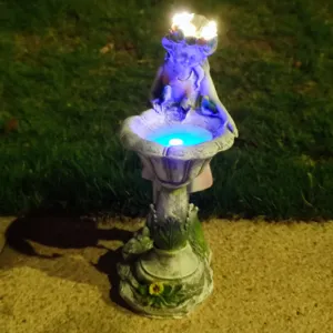 Resin fairy solar garden light angel statue outdoor courtyard lawn decorative ornament detail.